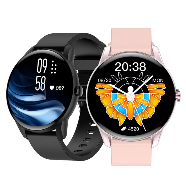 New Arrival Round Face Kw52 Heart Rate Monitoring  Waterproof Sport Fitness Tracker Bracelet Kw52 Smart Watch for Ladies