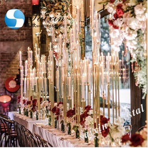 Saixin Wedding Decoration <strong>Tall</strong> <strong>Candle</strong> Stand 9 Arms Gold Metal Candelabra - Product Image 2