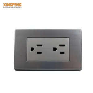 Get free sample wall switch and socket 6 pin 220V Stainless Steel dual wall mounted power socket