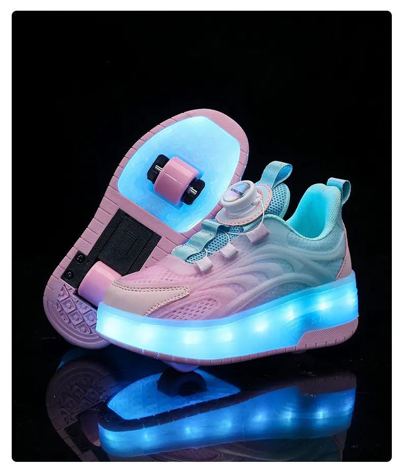 Fabricantes directos Luminous Kid Running Shoes con luz patines de ruedas para los hombres y las mujeres Led Kid Roller Skate Shoes