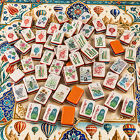 Jeu de Mahjong Américain de Luxe Moderne à 7 étages, Peint à la Main, avec 160 Cartes Acryliques Sculptées, Pliable et Portable, Idéal pour Offrir