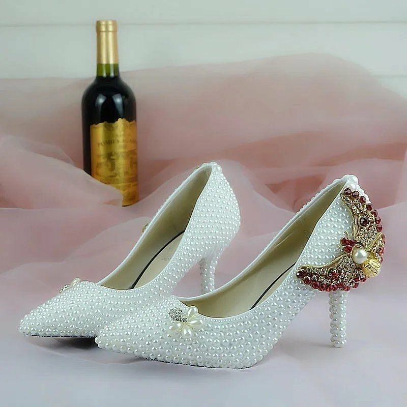 Pearl and Diamond Shoes Elegant Women's Fashion Statements