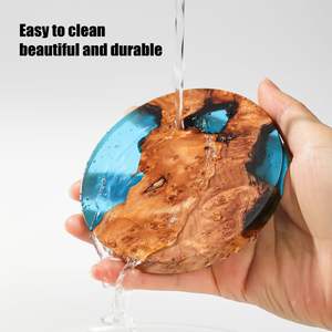 Hochwertige moderne Design Zedernholz Harz Untersetzer Set mit Tisch halter Epoxy Drink Untersetzer für Tee Kaffeetassen - Product Image 3