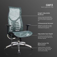 Chaise de bureau ergonomique en maille respirante à design en arête de poisson, capacité 200 kg