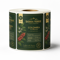 Étiquettes personnalisées pour café torréfié, sachet stand-up, impression d'autocollants en feuille d'or, pochette métallique avec vernis 3D en relief, étiquette personnalisée