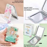 Western Regions Style 12PCS/Box Mini Mirror Double Side Small Mirrors for Gift Portable Pocket Compact Mirror 2X Magnification
