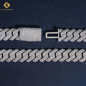 Cadena de Eslabones Geométricos, Joyería de Lujo, Chapado en Rodio, Plata 925, Collar de Moissanita, Venta al por Mayor, Cadena Cubana Fina - Product Image 3