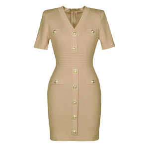 Nuovi Arrivi 2026: Abito in <span class=keywords><strong>Maglia</strong></span> Classico da Donna con Scollo a V Profondo e <span class=keywords><strong>Maniche</strong></span> <span class=keywords><strong>Corte</strong></span>, <span class=keywords><strong>Vestito</strong></span> Casual Lavorato a <span class=keywords><strong>Maglia</strong></span> - Product Image 5