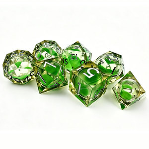 High Clarity Sharp Edge Resin Green Liquid Core DND Game <b>Dice</b> 7Pcs Full <b>Set</b> Fast Shipping Worldwide Bulk Order - Product Image 4