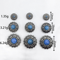 Conchos en métal gravés à visser, boutons rétro, rivets à visser en cuir, imitation turquoise, forme ronde, pour artisanat du cuir DIY