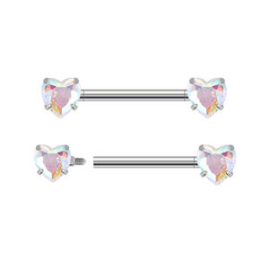 Anello per Capezzolo alla Moda in Titanio ASTM F136 con Zirconia Cubica a Forma di Cuore Gioiello per <span class=keywords><strong>Piercing</strong></span> Corporeo - Product Image 5