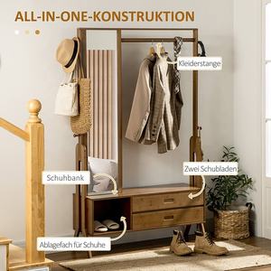 <span class=keywords><strong>Perchero</strong></span> de bambú con espejo para almacenamiento de ropa, accesorio sencillo de pie para dormitorio ordic - Product Image 3