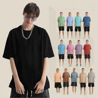 2025 hommes à la mode marque à manches courtes T-Shirt jeunesse couleur unie pur coton coupe ample été Style chemise vierge