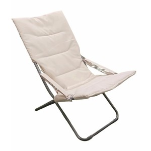 Chaise longue pliante en acier et polyester écru - Product Image 1