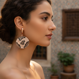 Boucles d'oreilles rondes en forme de léopard forme géométrique turque couleur marron délicate en gros bijoux en argent Sterling 925 - Product Image 3