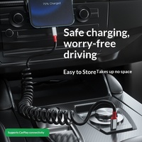 Kabel USB C Melingkar 30W PD, Kabel Pengisi Daya Silikon Dapat Diregangkan dengan Sambungan Siku 90 Derajat untuk iPhone iPad Ponsel Android Mobil