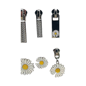 Luxury Decorative Custom Designer Metal Zipper Pulls with Nickel-Free Auto Lock Slider Model 5# Flower Logo - Product Image 4