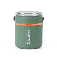 Doppelwandiger Auslaufsicherer 304 Edelstahl Isolierter Moderner Nachhaltiger Suppenbecher mit Plastikdeckel 580ml Tragbares Geschirr Lunchboxen