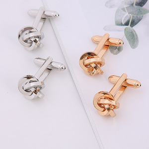 <span class=keywords><strong>Gemelos</strong></span> clásicos franceses, camisas de esmoquin, regalo de boda de negocios, joyería, Color dorado y plateado, Material de cobre, <span class=keywords><strong>gemelos</strong></span> con <span class=keywords><strong>nudo</strong></span> - Product Image 2