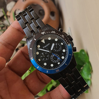 Jam Tangan Quartz Tiga Jarum Pria dari Baja Tahan Karat dengan Tampilan Tanggal dan Dial Multifungsi 42mm Tali 22mm