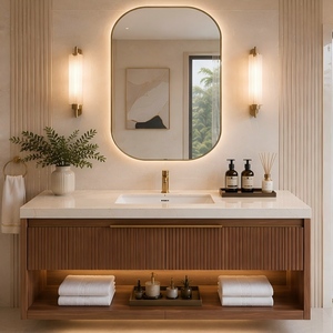 Mueble de Baño Moderno OEM con Almacenamiento, Gabinete con Espejo y Diseño Personalizado para Proyectos Inmobiliarios - Product Image 1