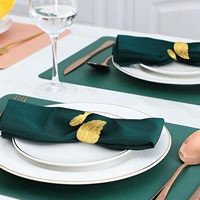 Réglages de table élégants Idées cadeaux Étude Décoration de table en forme de feuille Anneaux de serviette en métal brillant pour Noël Fête de mariage de Pâques