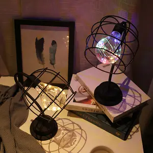 Lámpara de mesa de Metal LED personalizada de fábrica, tirador de guisante moderno, luz nocturna negra con pilas, regalos de decoración del hogar, vendedor superior de Ebay