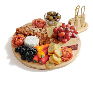Tabla de queso de bambú con asas, bloque magnético para utensilios de cocina, juego de herramientas para queso de 52.6x17.8x1.7cm para servir y entretener - Product Image 5