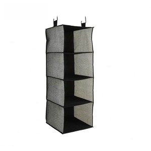 4-<b>Shelf</b> Hanging Closet Organizer, Foldable Linen Fabric Closet Storage <b>Shelves</b> with 4 Open Compartments, Space-Saving - Product Image 3