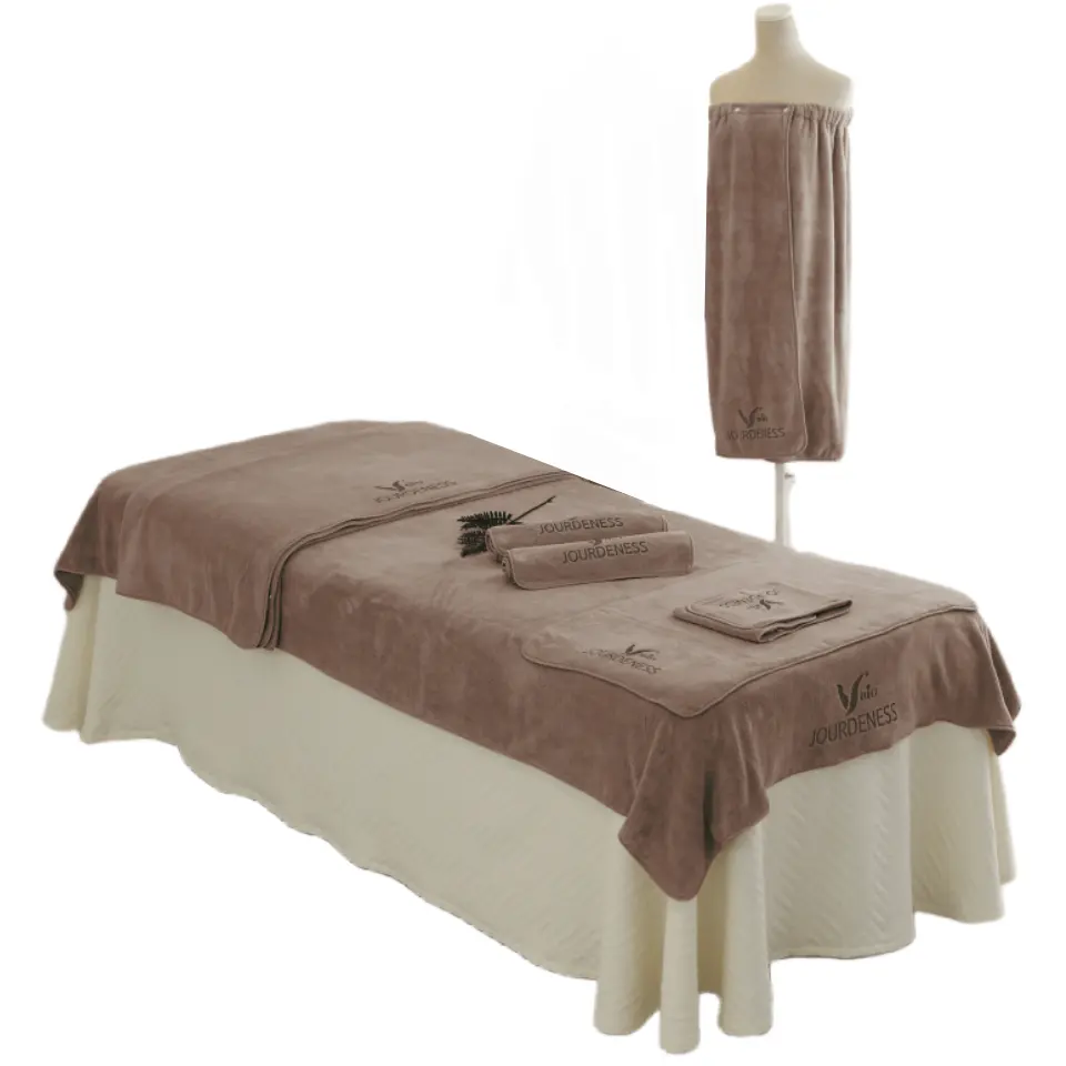 Marrone Spa salone di bellezza pacchetto di asciugamani premio panno lavaggio Terry uomo e donna Spa Wrap set 6 pz con logo personalizzato