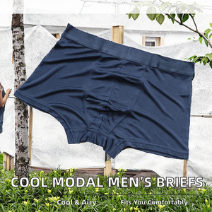 Boxer respirant en modal de couleur unie, taille mi-haute, tricoté, confortable, en soie, pour homme - Product Image 2