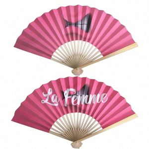 2Sides Custom Printing Fabric Foldable Hand Held Fan Bamboo Fan - Product Image 2