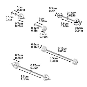Yicai thời trang 316L thép phẫu thuật thẳng Zircon Spike công nghiệp <span class=keywords><strong>Barbell</strong></span> xuyên cho phụ nữ Xúc xắc lưỡi xuyên - Product Image 4