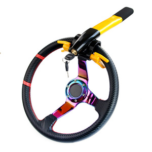 Nuevo Bloqueo Antirrobo para Volante de Coche en Forma de U de Acero Amarillo, Portátil, con 2 Llaves, Incluye Bloqueo para Cinturón de Seguridad para Camiones, SUVs y Furgonetas - Product Image 5
