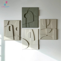 Décoration d'intérieur, art mixte, œuvre d'art 3D, relief, arts muraux bleus, peintures murales encadrées en bois sculpté à la main
