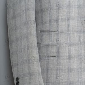 Nuevo conjunto de abrigo informal a <span class=keywords><strong>cuadros</strong></span> <span class=keywords><strong>gris</strong></span> <span class=keywords><strong>claro</strong></span> a la moda para hombre de 2 piezas, conjunto de boda personalizado para hombre - Product Image 4