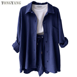 TONGYANGカスタム<span class=keywords><strong>2</strong></span>ピースセットコットンシャツ長袖衣装女性服コットン<span class=keywords><strong>2</strong></span>ピース女性服カジュアルセット - Product Image 5