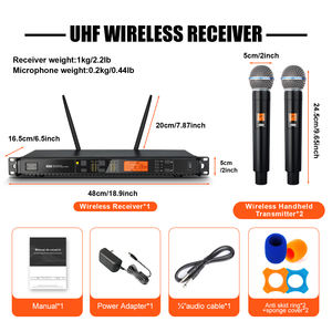 Sistema de Micrófono Inalámbrico UHF Portátil Profesional UX22 de 2 Canales, Alcance de 50m, Alta Sensibilidad, Color Negro, para Sonido de Escenario - Product Image 2