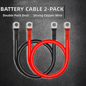 Lpluziyyds <b>Battery</b> Inverter <b>Cable</b> 2-Pack 2 AWG/25mm 100cm 12V Red Black Car Charging M10 Ring Terminals Copper Wire Truck - Product Image 2