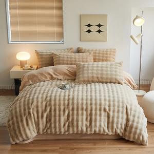 Literie <span class=keywords><strong>de</strong></span> haute qualité hiver épaissi <span class=keywords><strong>flanelle</strong></span> <span class=keywords><strong>housse</strong></span> <span class=keywords><strong>de</strong></span> <span class=keywords><strong>couette</strong></span> taies d'oreiller chaud plat drap <span class=keywords><strong>housse</strong></span> marron ensemble <span class=keywords><strong>de</strong></span> literie - Product Image 1