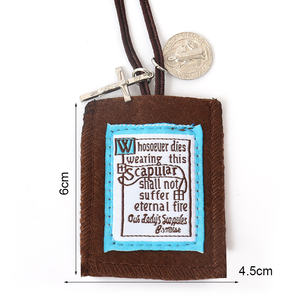 Escapularios Bordados Personalizados de Guadalupe en Color Marrón, Regalos <span class=keywords><strong>para</strong></span> Mujeres y <span class=keywords><strong>Rosario</strong></span> con Medalla y <span class=keywords><strong>Crucifijo</strong></span> - Product Image 4