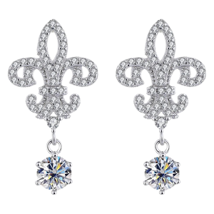 Pendientes de Boda para Mujer, Diseño Minimalista con Corona, Plata S925, Moissanita de 1 Quilate, Corte Brillante, Certificación GRA, de Luxira Jewels - Product Image 3