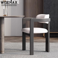 WISEMAX FURNITURE Chaises de salle à manger élégantes et minimalistes en bois, structure en bois massif, tissu en velours, chaises individuelles de loisirs pour salle à manger