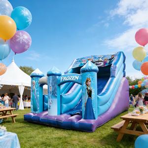 Combo <span class=keywords><strong>de</strong></span> Tobogán Inflable con Temática <span class=keywords><strong>de</strong></span> <span class=keywords><strong>Frozen</strong></span>, <span class=keywords><strong>Castillo</strong></span> <span class=keywords><strong>de</strong></span> <span class=keywords><strong>Hielo</strong></span> para Niños, Parque <span class=keywords><strong>de</strong></span> Aventuras, Material <span class=keywords><strong>de</strong></span> PVC Azul/Morado, Ecológico, 500 kg - Product Image 3