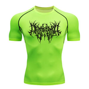 Atasan kebugaran otot elastisitas tinggi Logo kustom kaus lengan pendek kompresi sejuk pria untuk lari basket - Product Image 3