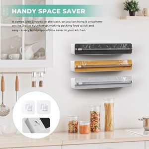 Magnetic Plastic <b>Wrap</b> Dispenser With Cutter 14.17 In For Food Storage Kitchen Organizers Minimalist Design Multi Function - Product Image 4