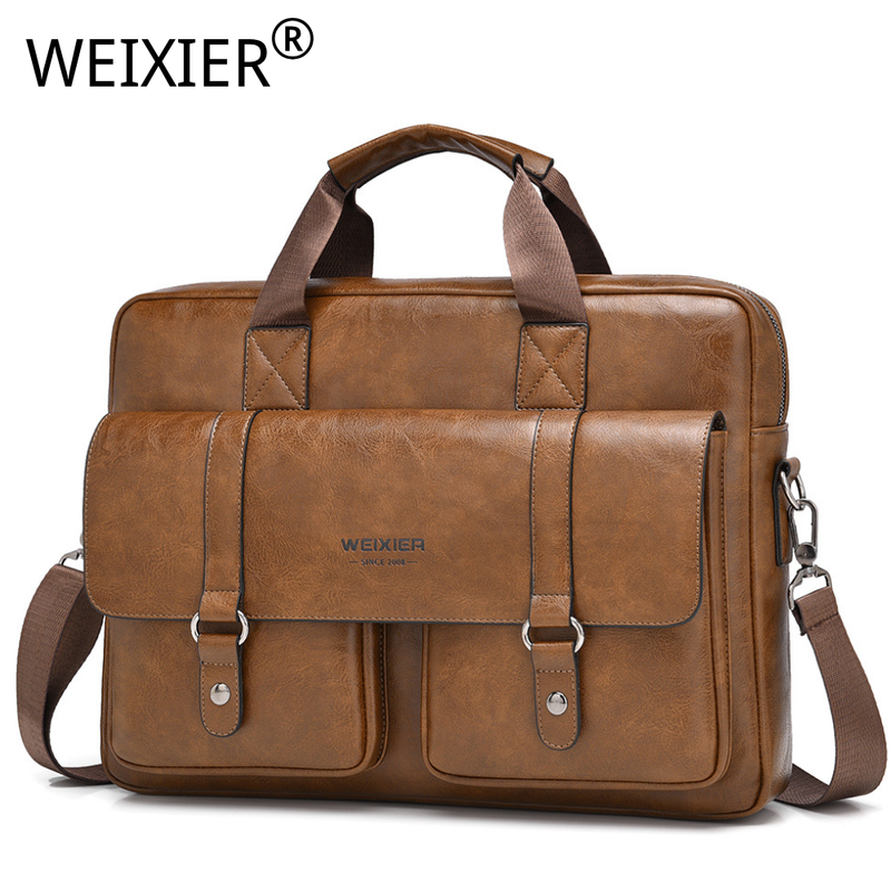 WEIXIER Men s PU Retro Briefcase