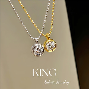 Joyería King Silver, conjunto de collar y aretes de plata de ley S925 chapados en oro, para uso diario, unisex, joyería fina. - Product Image 2