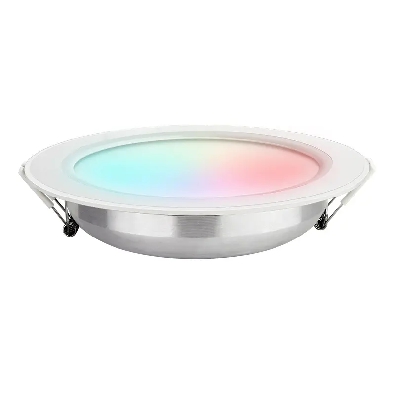 Surface Mounted 12W Smart Adjustable RGB + CCT COB Recessed Ceiling LED Downlights Round Slim Panel Light Voice Control