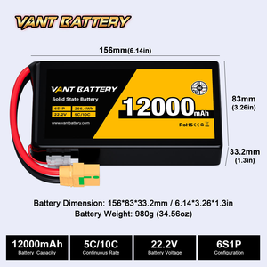 VANT 반고체 배터리 6S/12S 22.2V 12000 16000 23000 26000 29000 32500 35000mAh, 15/18인치 FPV용 리튬이온 배터리 - Product Image 2
